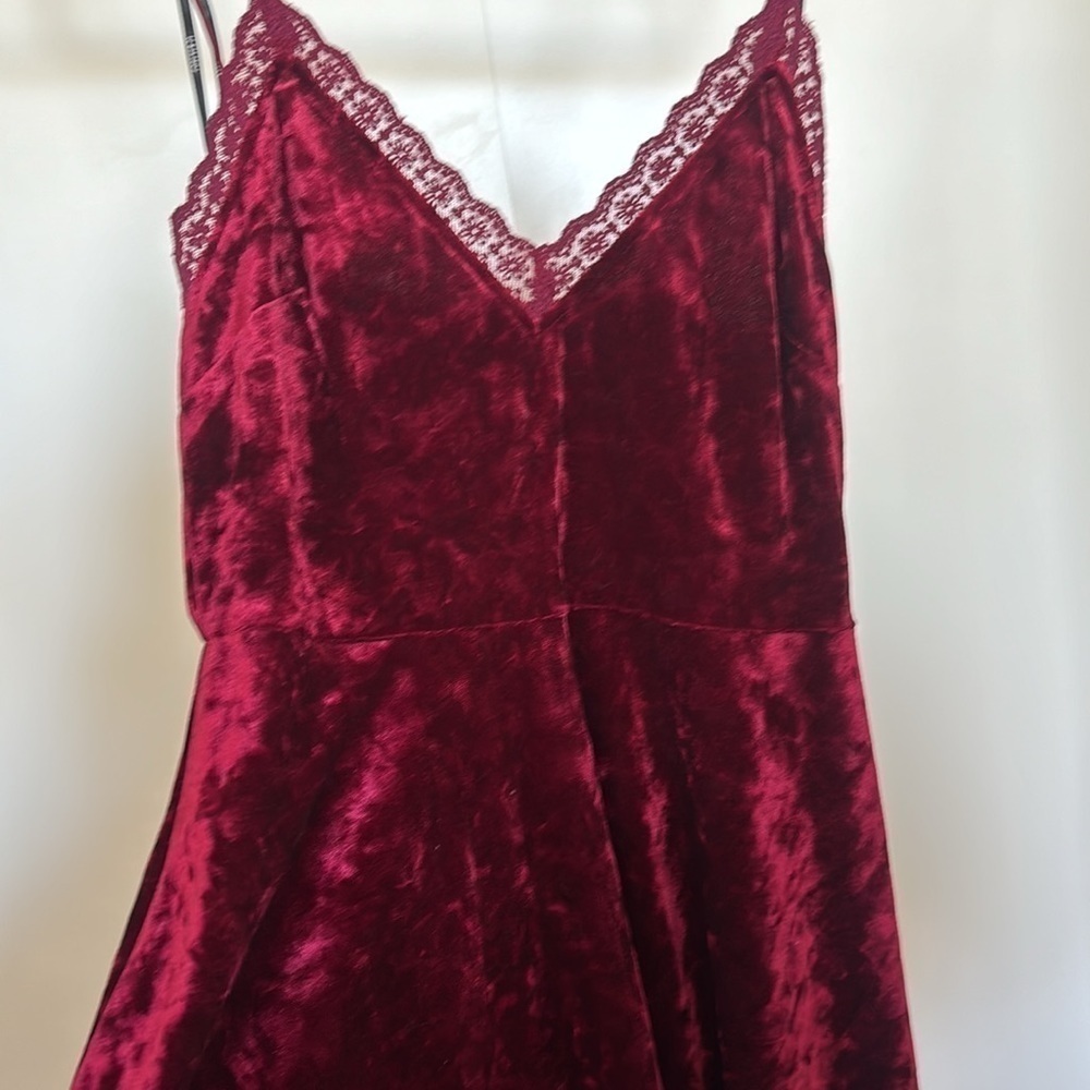 Red Velvet Mini Dress Size Small - Picture 2 of 4